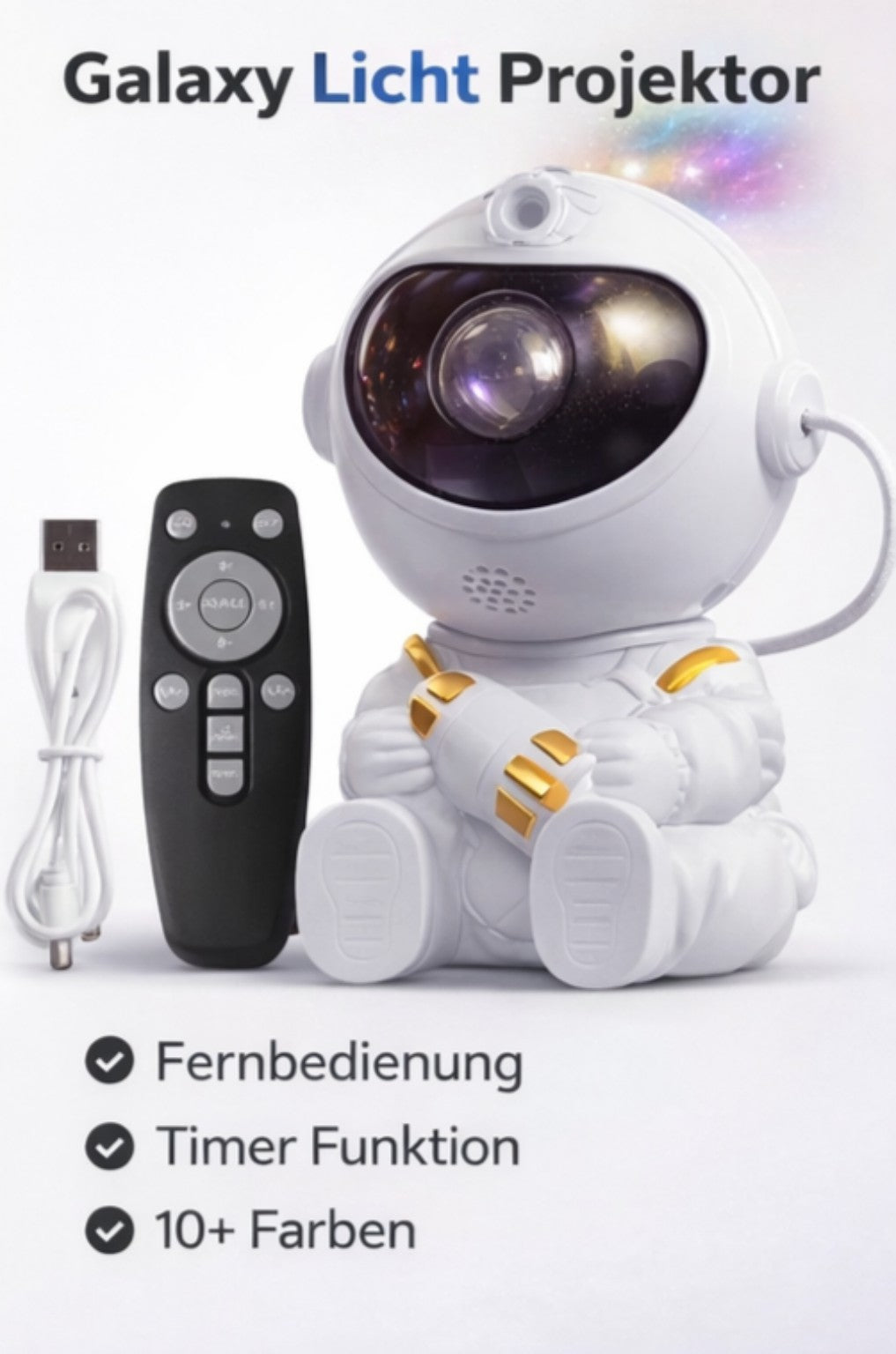 Galaxy Star Projector – Astronaut Night Light with Remote Control